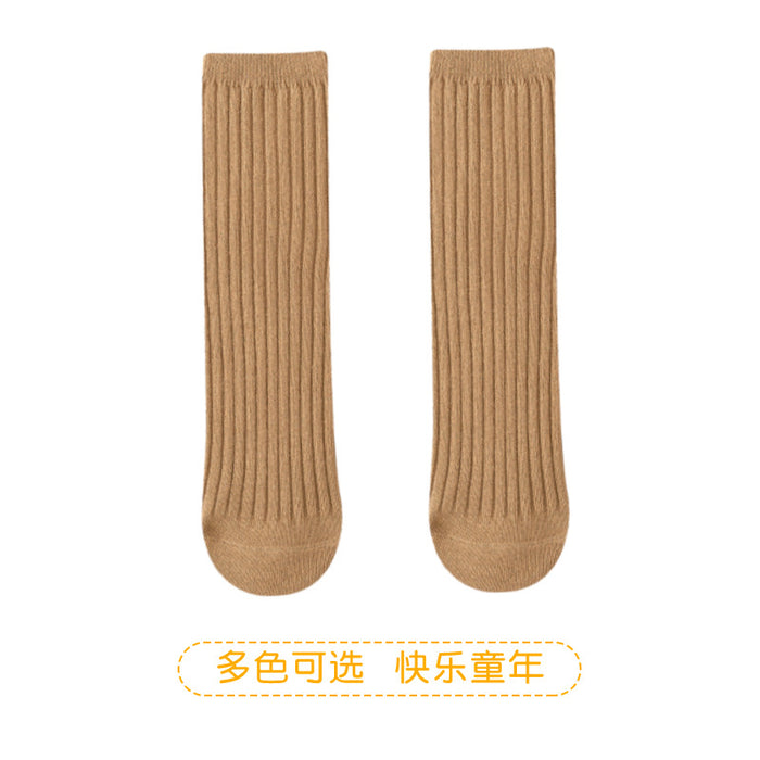 Wholesale of New Double Needle Long Socks for Boys and Girls in Spring and Autumn Solid Color Breathable Cotton Baby Socks for Girls JDC-SK-SL008