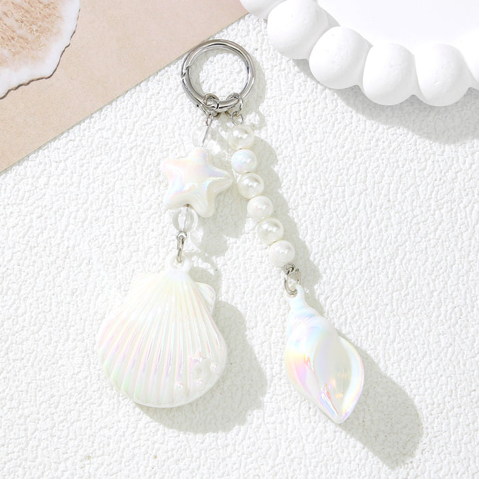 Wholesale Ocean Dream Seashell Keychain Acrylic Blue Cute Fashion Accessory Gift MOQ≥2
