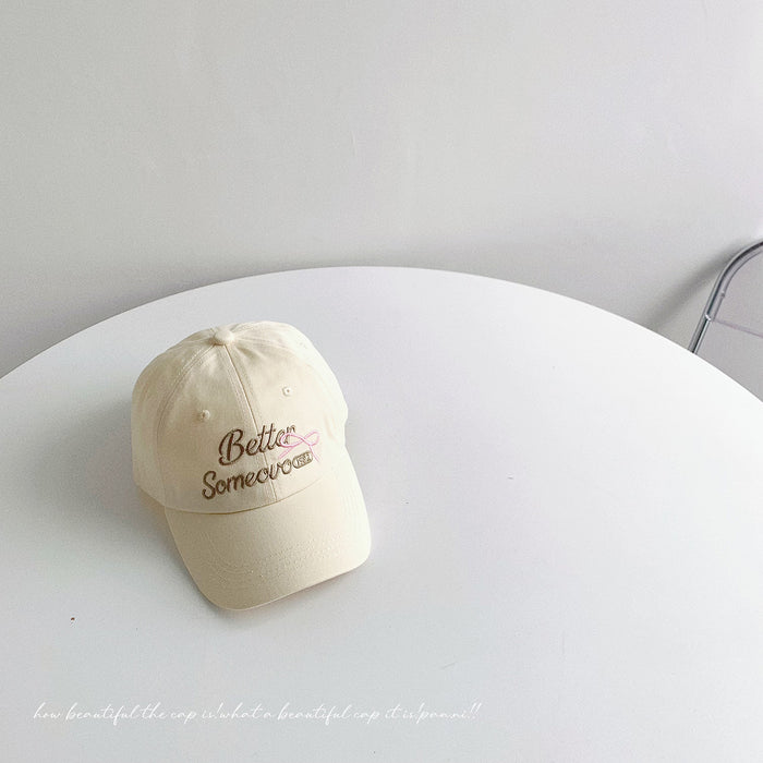 Wholesale Children's baseball cap, letter bow embroidery, baby sun protection, duck tongue cap