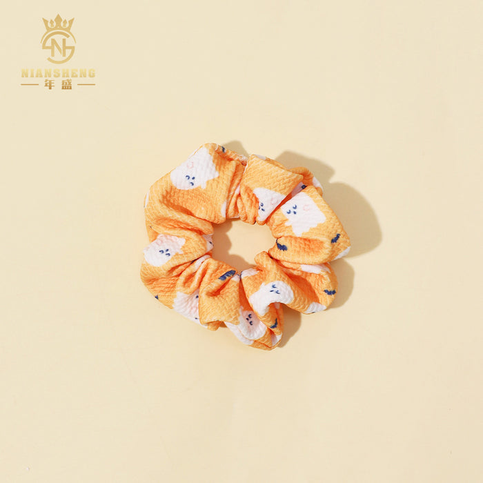 Wholesale  children' s hair accessories printed elastic large intestine ring cloth ring pure cotton girl baby hair ring