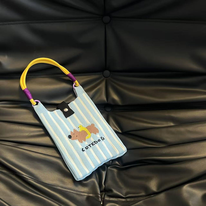 Wholesale Mobile phone bag cartoon knitted bag dopamine color matching handbag niche versatile shoulder crossbody bag