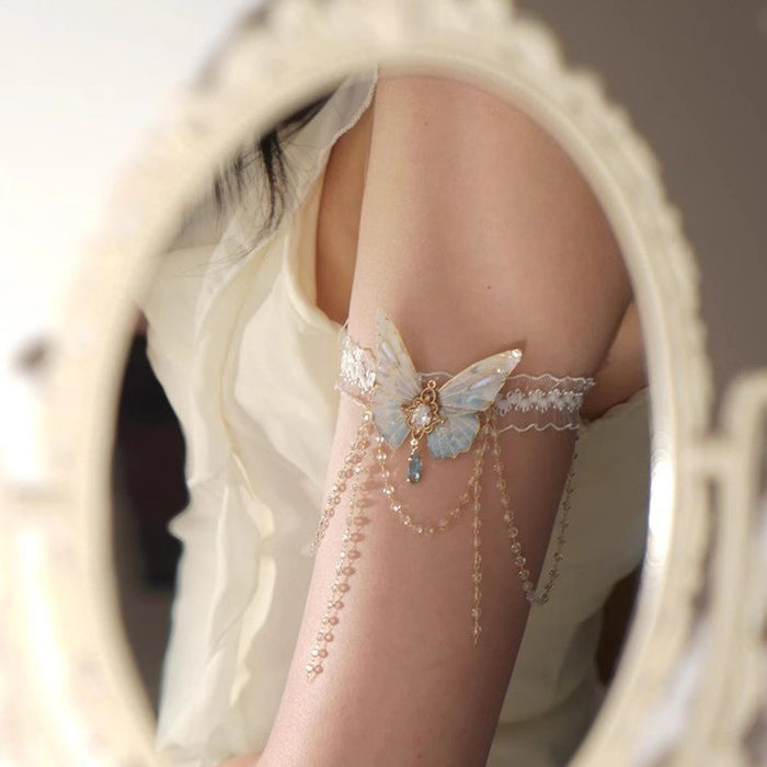 Wholesale Lace butterfly tassel leg chain, niche body chain, personalized accessory