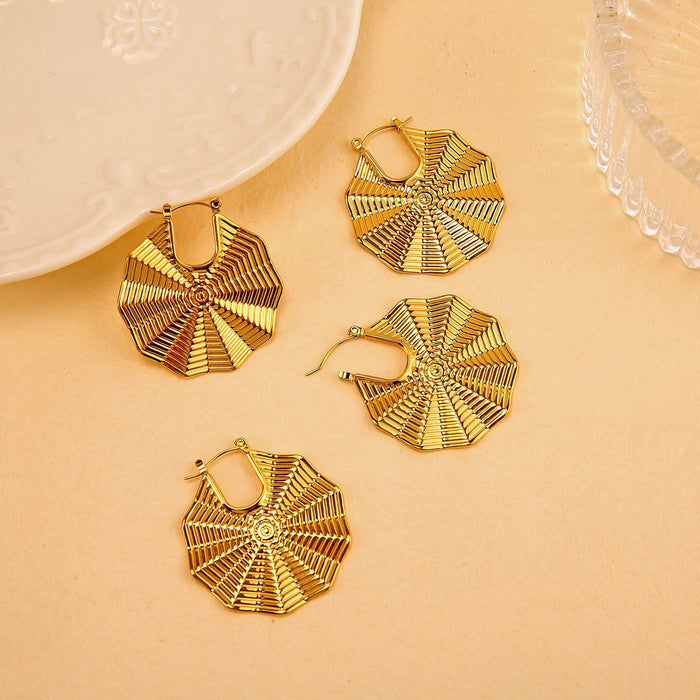 Wholesale New titanium steel earrings with water ripple mesh earrings, high-end stainless steel exaggerated earrings