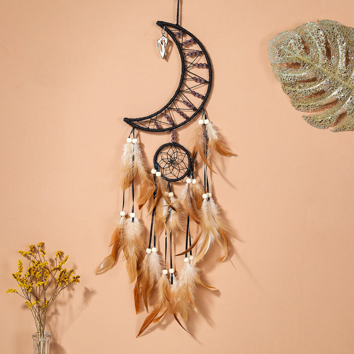 Wholesale Sun, Moon and Stars Indian Style Feather Wind Chime Dream Catcher JDC-DC-ZH029