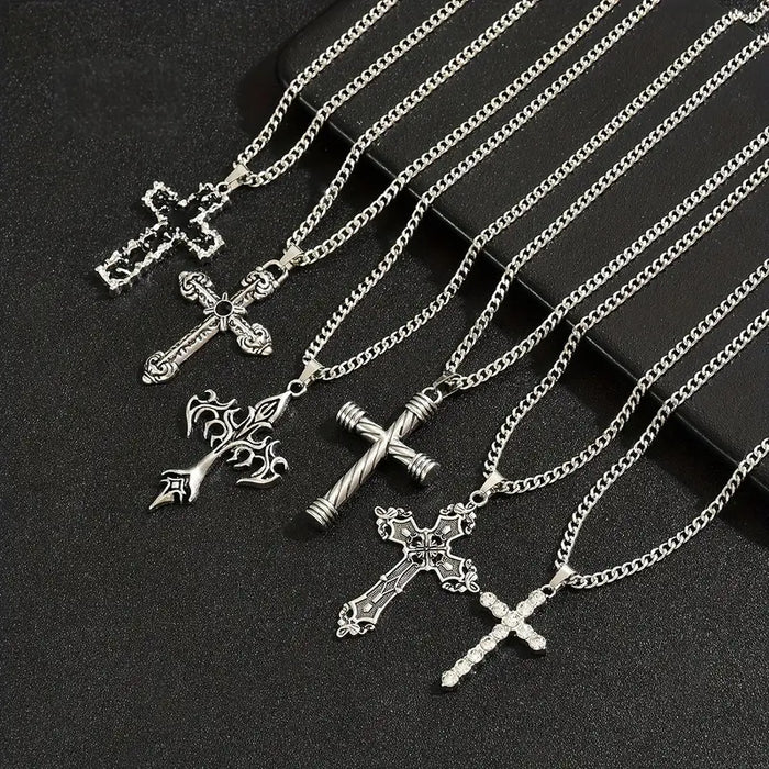 Wholesale 6pcs/Set cross necklace Hip-Hop Men Necklaces Stainless Steel