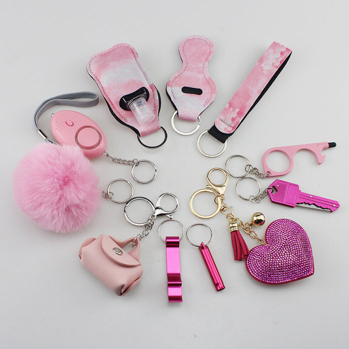 Wholesale Hair Ball Diamond Love Multifunctional DIY 11-piece Keychain JDC-KC-TouMS049