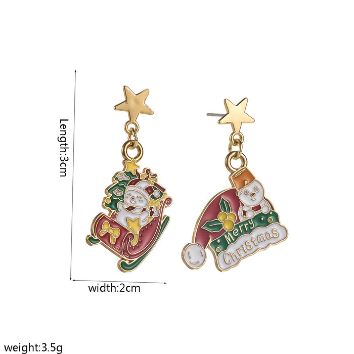 Wholesale Snowman Christmas Tree Alloy Letter Earrings - Party Fashion Accessory Boutique