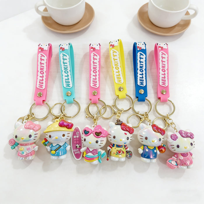 Wholesale Electroplated cartoon cat silicone keychains