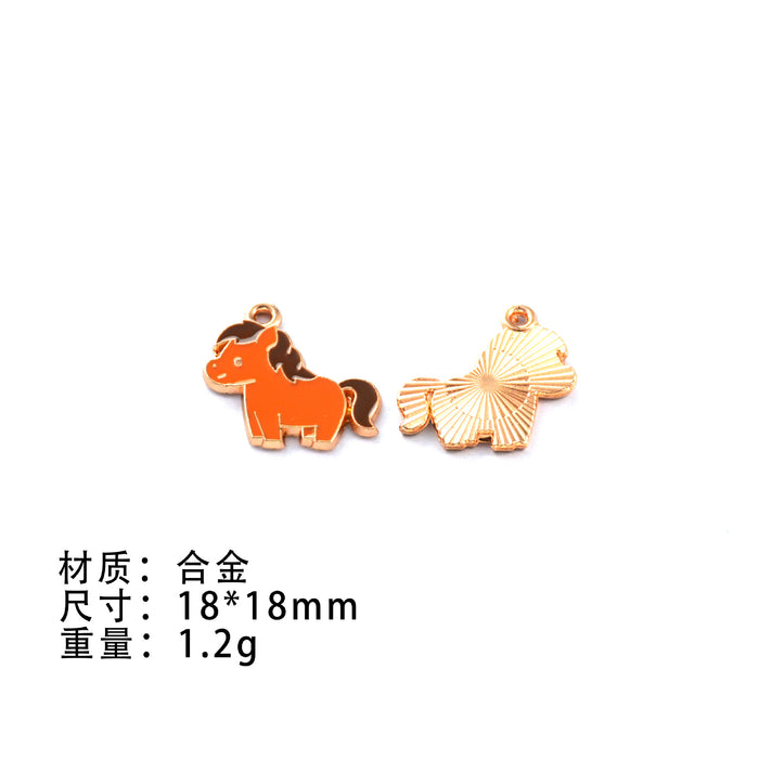 Wholesale 10pcs Small Animal Cow Pony Negative Alloy Oil Drop DIY Jewelry Accessories Cute Bracelet Pendant Pendant