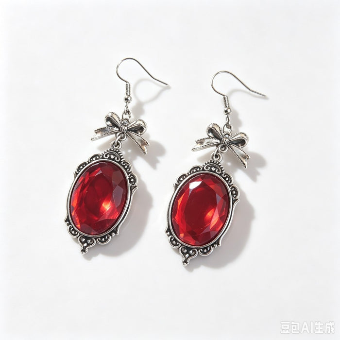 Wholesale Gothic Cross Earrings Black Red Crystal  Party Jewelry Accessory Electroplated Alloy For Women