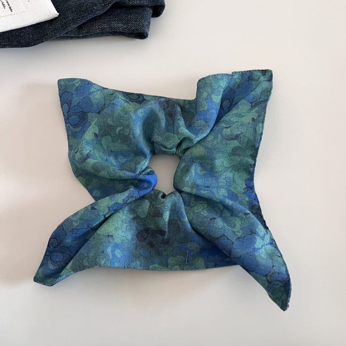 Wholesale Retro niche square scarf headband with high-end temperament, hair tie at the back of the head, headband, ponytail, rubber band hair accessory