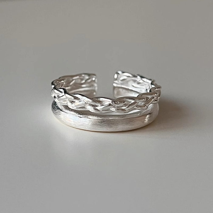 Wholesale Double layer brushed ring with adjustable opening, niche design, light luxury, fashionable, high-end feeling, new ring product