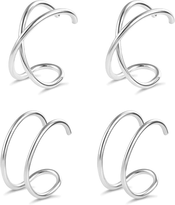 Wholesale Geometric white zircon ear bone clip without ear hole, copper plated with real gold, simple ear clip