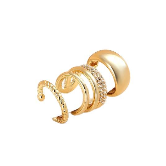 Wholesale Fashion Zircon Set Simple Women's Versatile Earbone Clip Cross Fried Dough Twists Three Piece Set