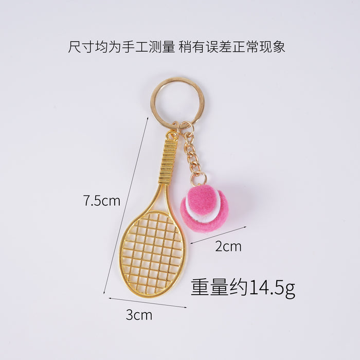 Wholesale Metal Tennis Racket Keychain Pendant Silver Blue Modern Minimalist Fashion Accessory MOQ≥2