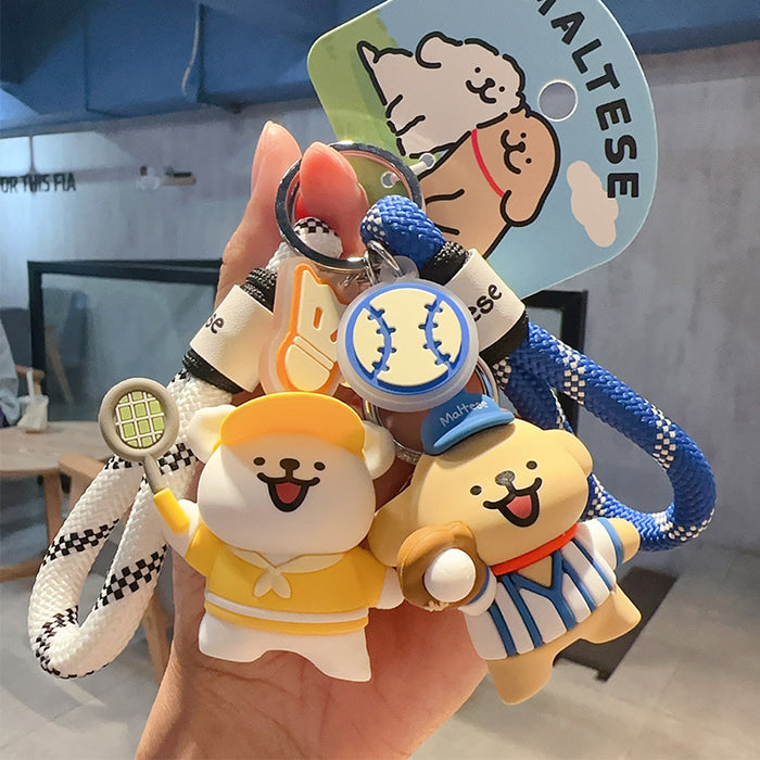Wholesale  Sports Badminton Baseball Puppy Keychain Female Cute Couple School Bag Small Hanging Ornaments