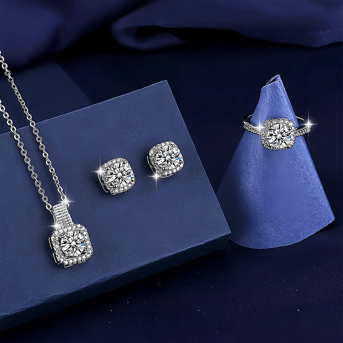 Wholesale 3pcs/ set Square Necklace,  Ring,  and Stud Earrings Set