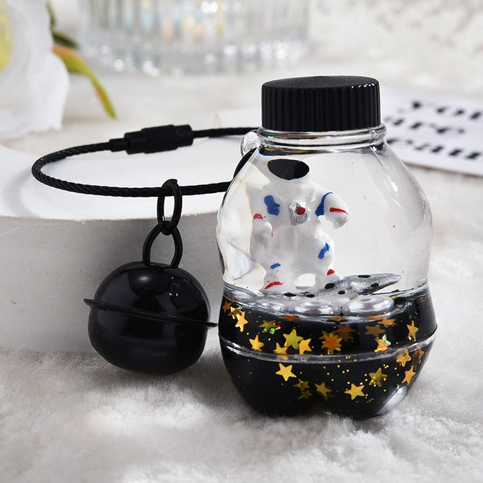 Wholesale Black and gold glitter bottle milk tea cup oil-filled acrylic keychain