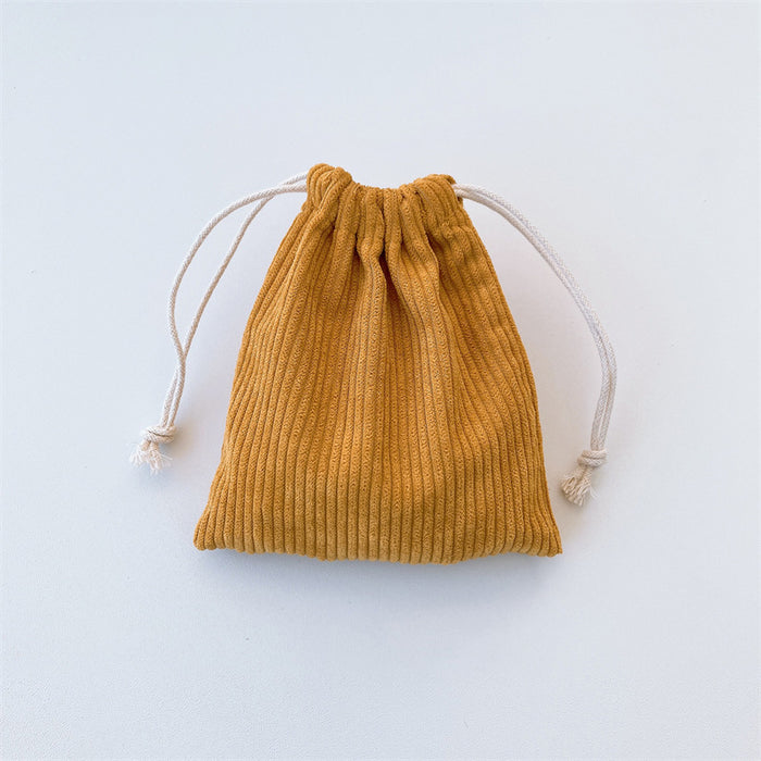 Wholesale Corduroy storage bag, drawstring pocket, portable coin purse