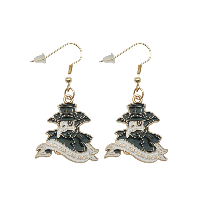 Wholesale Halloween Crow Wizard Magic Hat Alloy Earrings JDC-ES-Oulu001