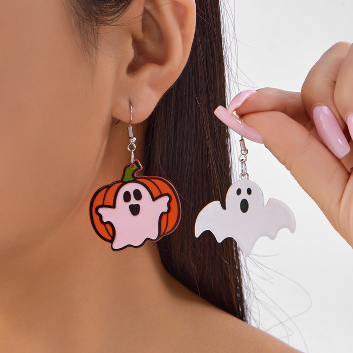 Wholesale Gothic  earrings funny horror atmosphere ghost pumpkin plate ear hook jewelry