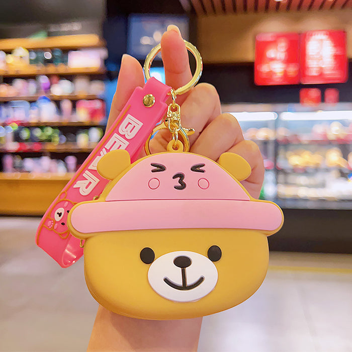 Wholesale  Cartoon  Cute Coin Purse Key Chain Silicone  Children Card Bag Wallet Keychain  Pendant