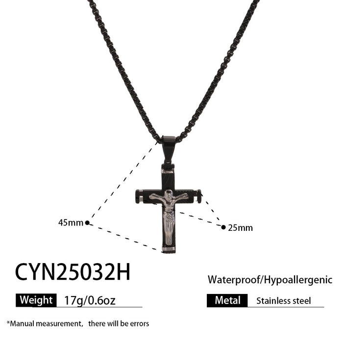 Wholesale New Titanium Steel Retro Cross Pendant Necklace Sweater Chain