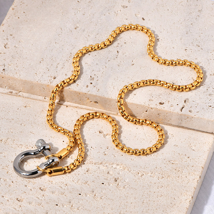 Wholesale  stainless steel box chain female male hypoallergenic mountaineering buckle necklace