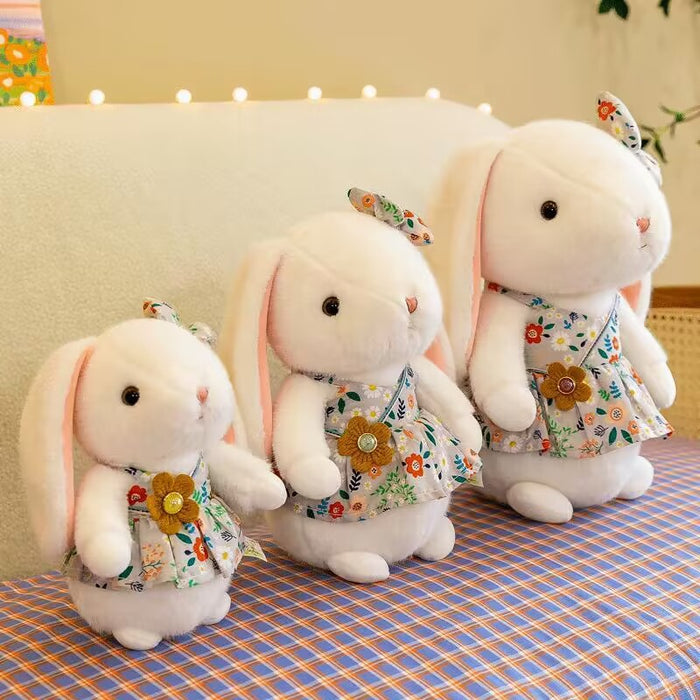 Wholesale Cute Rural Rabbit Plush Toy Floral Skirt JDC-DO-MW022