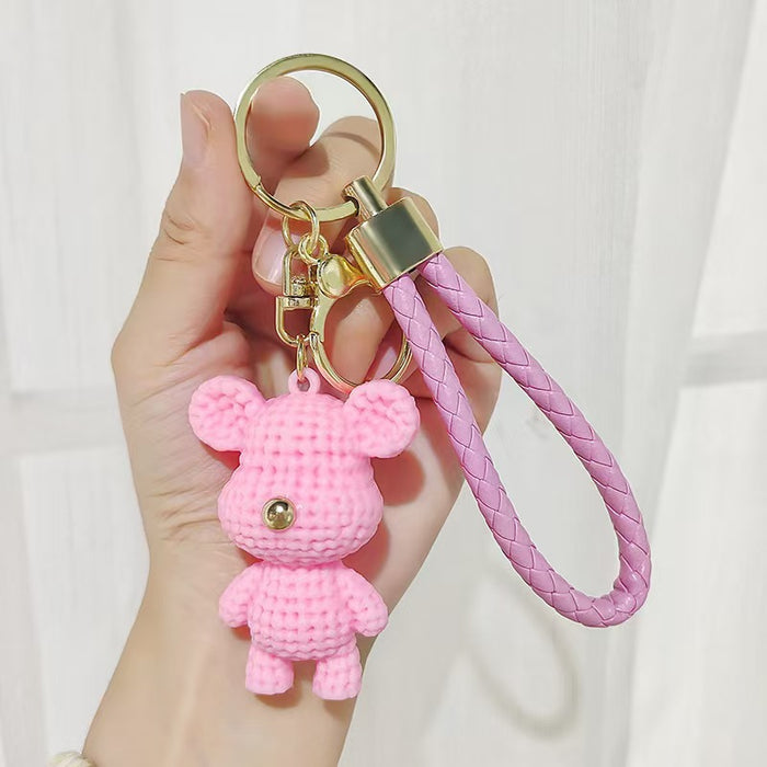 Wholesale Cartoon Wool Bear Keychain Internet Celebrity Fashion Bag Pendant Car Key Chain Small Gifts