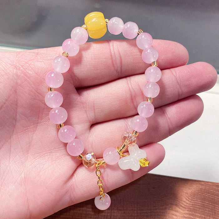 Wholesale Butterfly Bow Glass Bead Bracelet for Kids Trendy Jewelry Accessory MOQ≥3