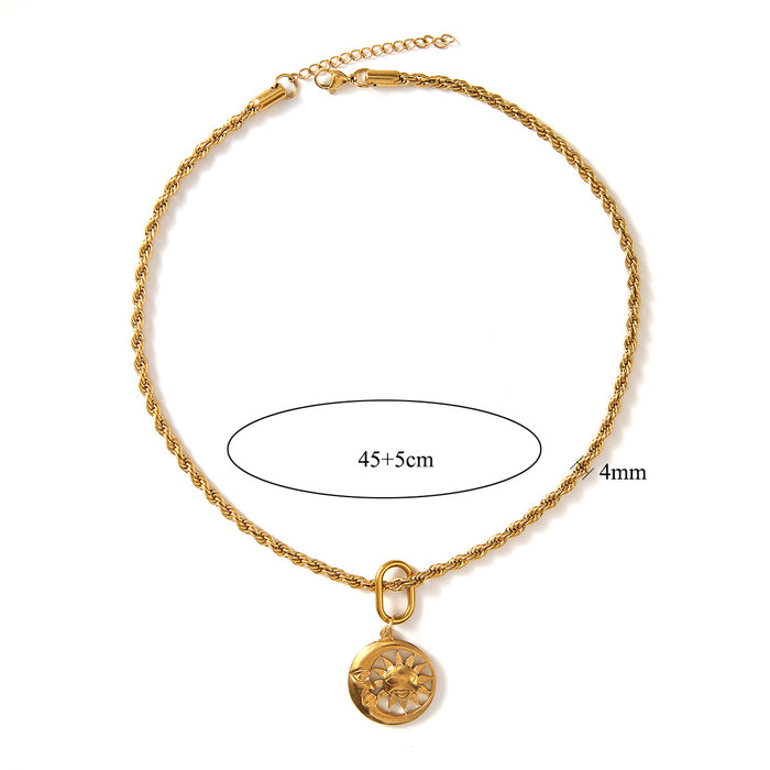 Wholesale Fashion and personality new stainless steel sunflower natural stone devil's eye necklace wholesale