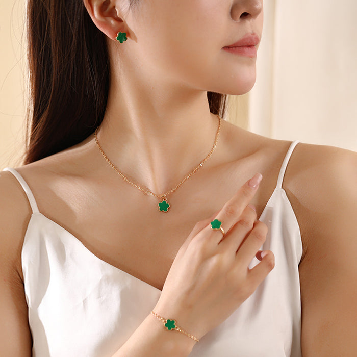 Wholesale Alloy Five-leaf Clover Jewelry Set JDC-BT-ChaoKai003