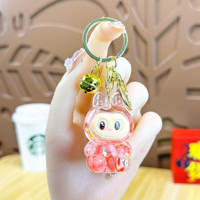Wholesale Acrylic Bunny Quicksand Keychain Luminous Flashing Cute Doll Bag Gift Keychain