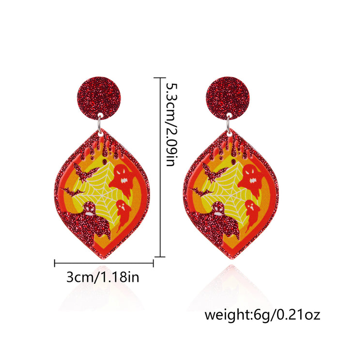 Wholesale  Day Earrings Jewelry Ghost Eyes Funny Holiday Leaf-shaped Acrylic Earrings