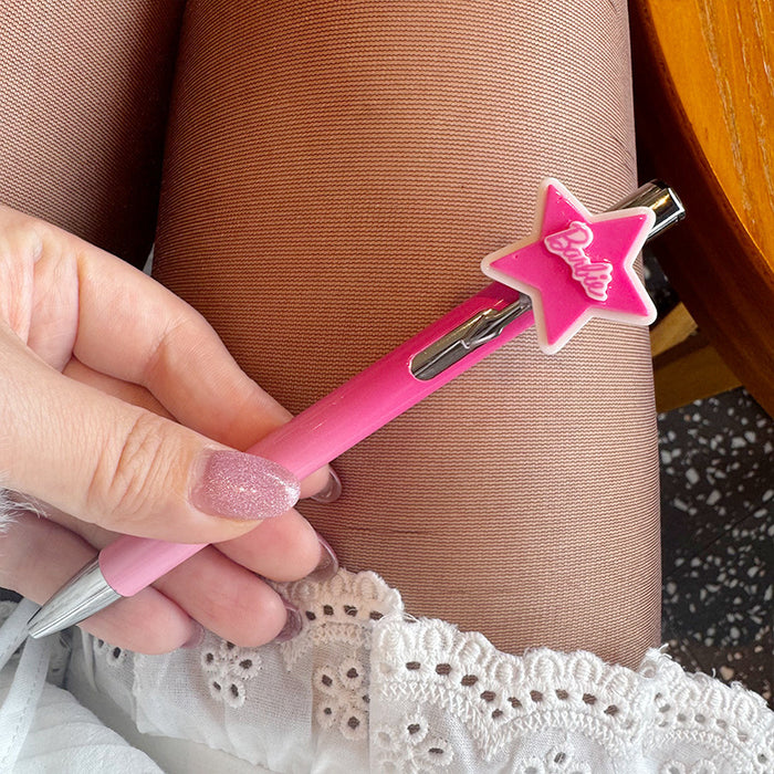 Wholesale Pink Cartoon Natural Element Cylindrical Pen Creative Push-Type Cute Large-Capacity Student Pen