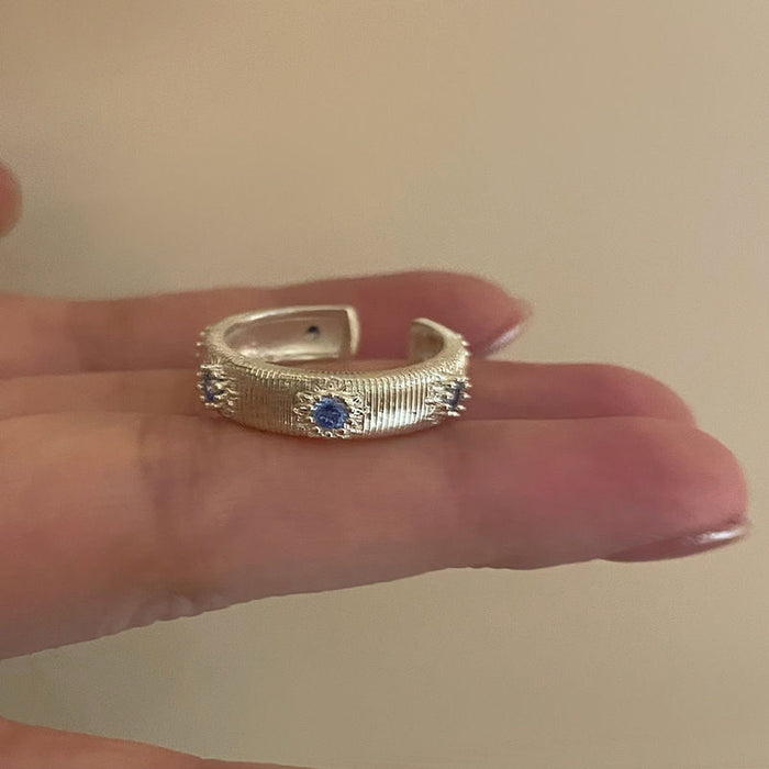 Wholesale Ocean blue ring women's simple tail ring fashion niche design versatile high-end index finger ring