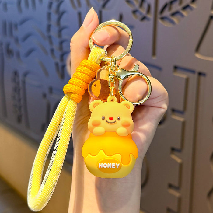 Wholesale 3pcs Cute honey bee jar butter keychain