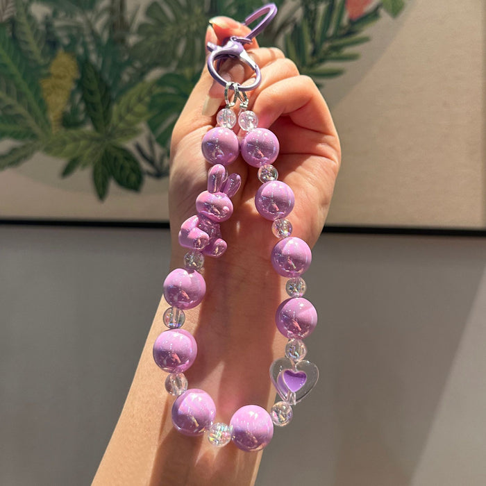 Wholesale Creative Cute Cartoon Beaded Keychain Colorful Beads Car Keychain Pendant Accessories