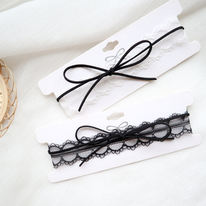 Wholesale Necklace, Female Bow Jewelry, Fairy White Black Lace Strap, Neck Strap, Short Clavicle Chain