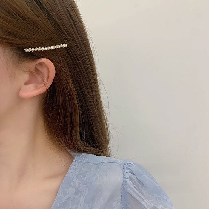 Wholesale  Small Pearl Hairpin Women's Fragmented Hair Bangs Clip One-character Clip Hairpin Clip Headdress Clip