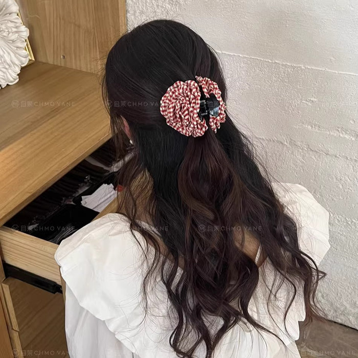 Wholesale Popular Ins Plaid Flower Clip New Fresh Back of Head Simple Shark Clip 2025 Summer New Headwear