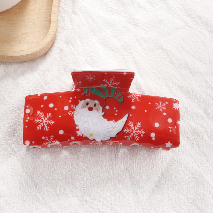 Wholesale Christmas Hair Claw Clip with Snowflake and  Pattern Back of Head Bun Shark Clip