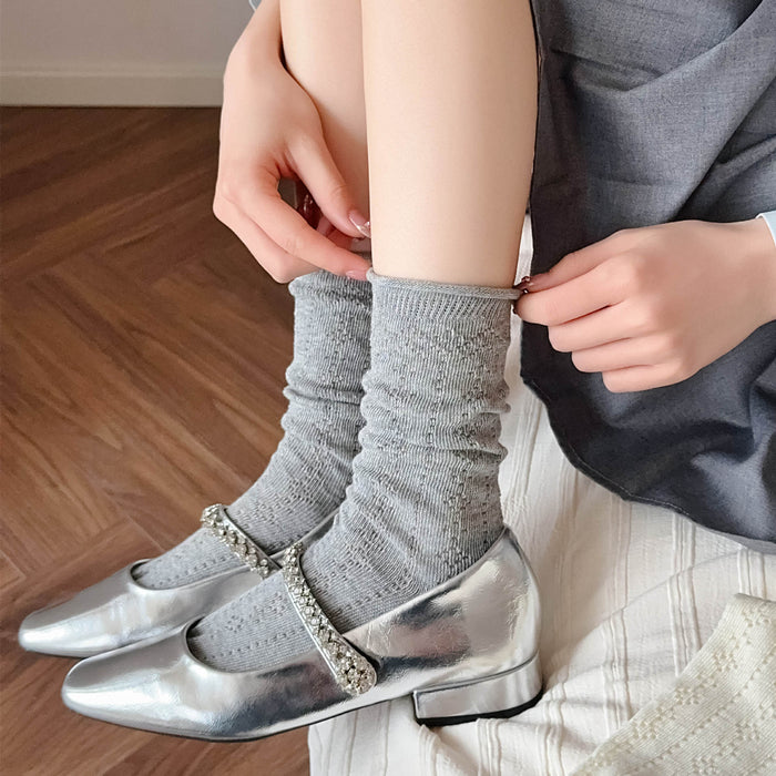 Wholesale Socks, mid tube socks, combed cotton hollow out cute mesh pile socks