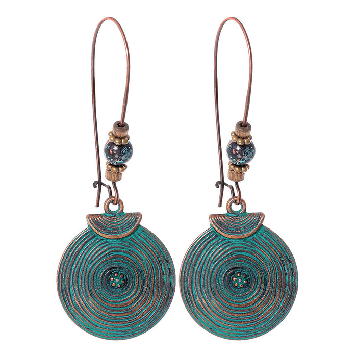 Wholesale Bohemian Turquoise Drop Earrings Alloy Electroplated Geometric Design MOQ≥2