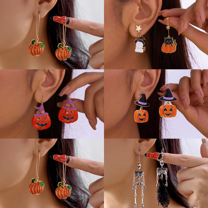 Wholesale  earrings horror funny skull  pumpkin ghost black cat  earrings jewelry earrings