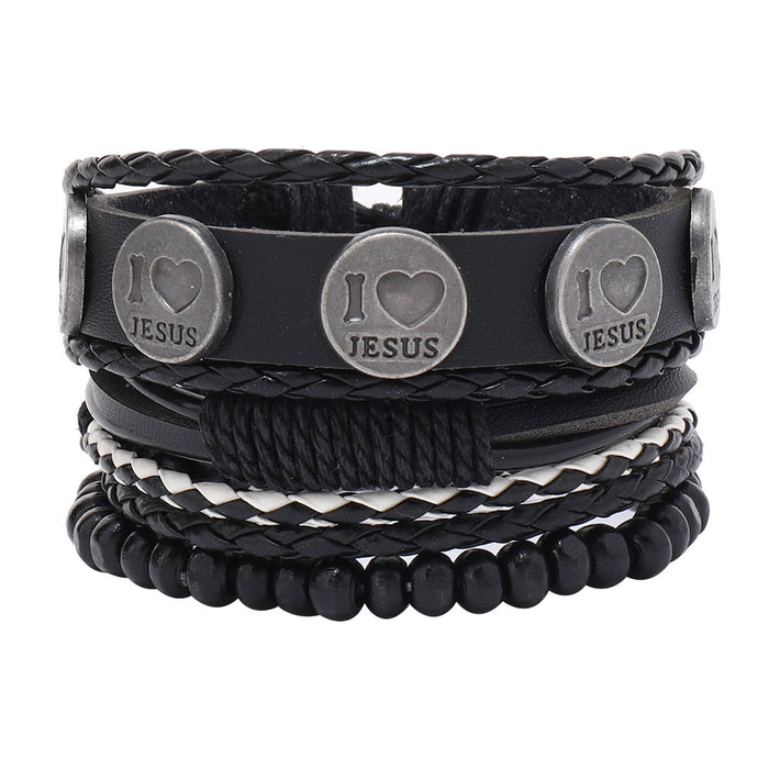 Wholesale 4pieces/pack Personalized Braided Four-piece Leather Bracelet JDC-BT-XH027