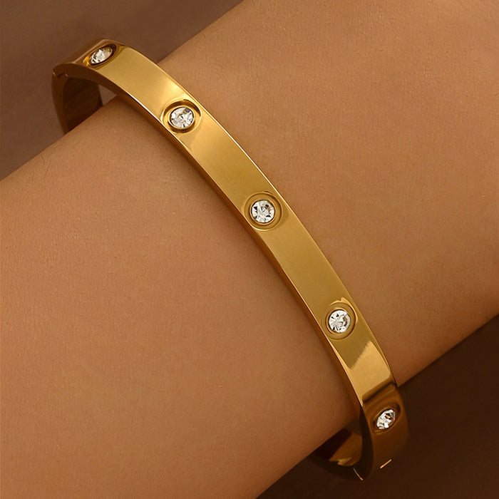 Wholesale Titanium Steel Electroplated Bracelet With Stone Row Stylish Jewelry Accessory