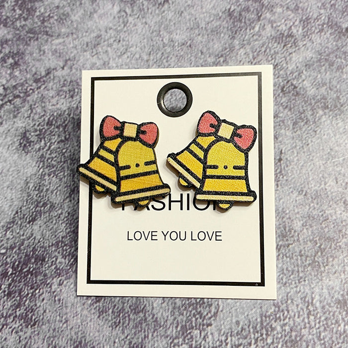 Wholesale Christmas wood earrings supply Christmas tree snowman exaggerated