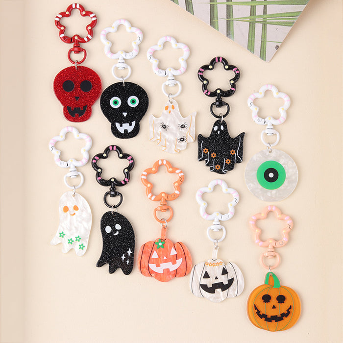Wholesale  Series Pumpkin Skull Acrylic Keychain Color Ghost Hanging Ornaments